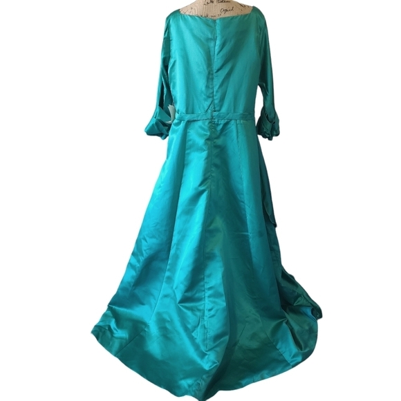 NWT LanTing Emerald Green Satin High-Low Gown – Size 22W - Picture 8 of 15